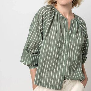 LILLA P Raglan Button Blouse with Shirring